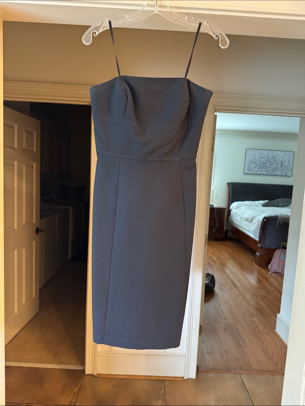 Ann Taylor Navy Strapless Sheath Midi Dress